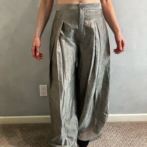 Theyskens Theory Wide-Leg Pleated Silk Trousers